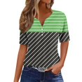 thumbnail image 2 of Fiudx Liquidación de Ahorros de Verano Blusa de Manga Corta Estampada a La Moda para Mujer, Blusas Informales con Cuello En V, 2 of 5