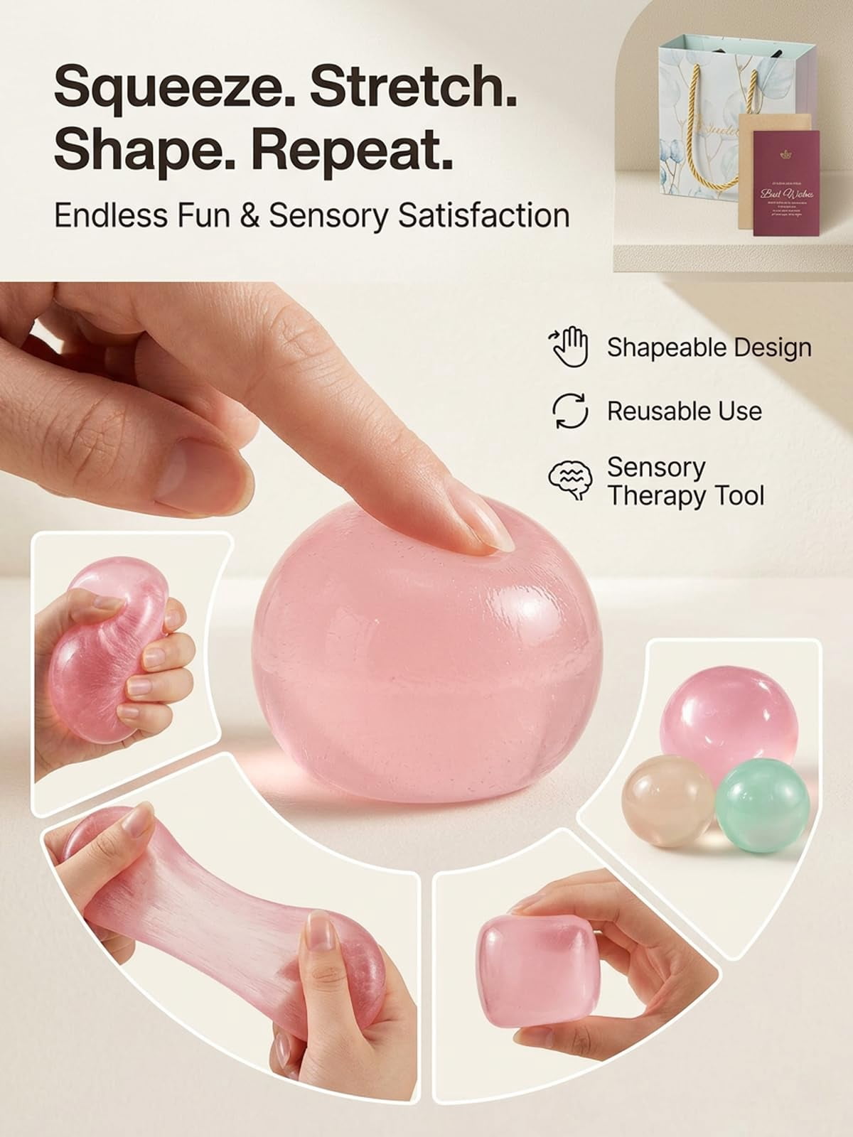 Coconut Oil Stress Ball Crunchy Oil Squishy Crunchy Squishy Moldable Sand Stressball Fidget Squishies Handmade Relief Balls Slow Rising No Air Soft Squeeze Focus Sensory Reusable