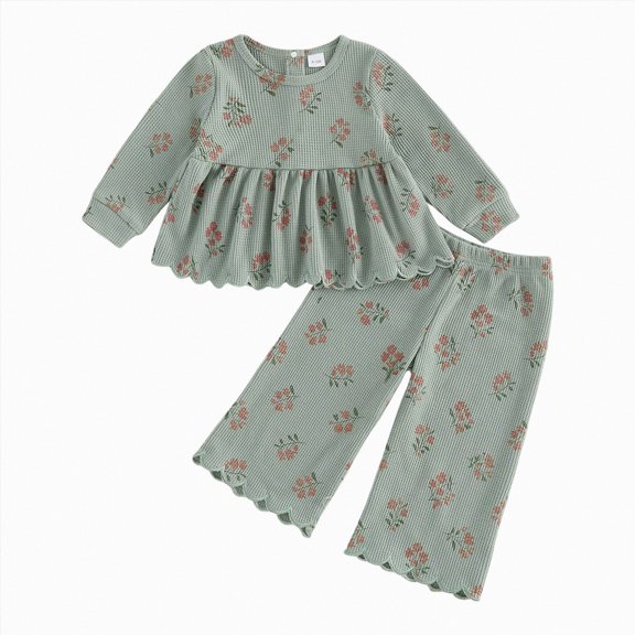Kakishop Baby Girl Clothes Toddler Girl Outfits Fall Winter Long Sleeve T Shirts Top Flare Leggings Pants Kids Clothing (12-18 Months)