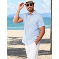thumbnail image 4 of Camisa MAPICK de lino de manga corta para hombre, casual, azul claro, 4 of 6