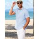 thumbnail image 4 of Camisa MAPICK de lino de manga corta para hombre, casual, azul claro, 4 of 6