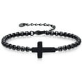 thumbnail image 2 of VNOX Cross Chain Bracelets for Men Women, Silver/Black Stainless Steel Cross Charms Men's Bracelet, Faith Religious Easterholic Christian God Jesus Communion Baptism Jewelry Gift Mens Link Bracelet, 2 of 3