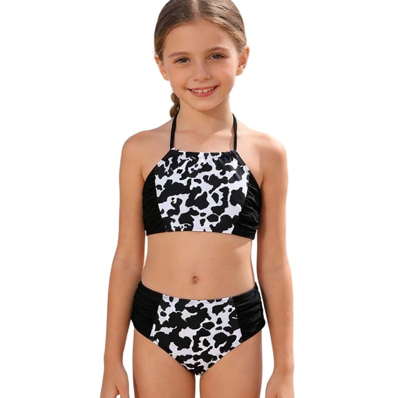 Shadoumai Girls Swimsuits Bikini Set 2 Piece Bathing Suit Adjustable Straps Swimwear with Pads Size 9-16