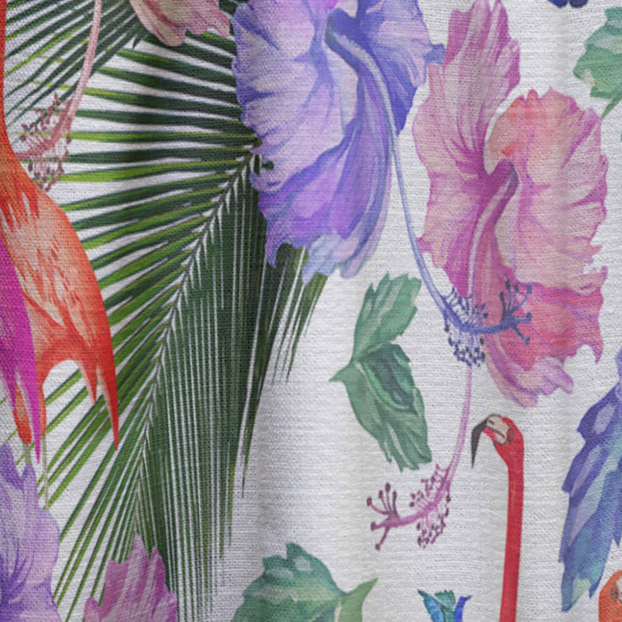 Designart 'Flamingo With Flowers' Tropical Curtain Panel