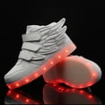 thumbnail image 6 of Gyujnb Boys and Girls Wing LED Light up High Top Sneakers Hook and Loop Casual Shoes (Unisex),6.5-7 Years, 6 of 7