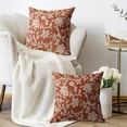 thumbnail image 3 of Vintage Floral Block Print Pillow Covers 16x16 Set of 2 Burnt Orange Brown Cream Flower Pattern Rustic Old Style Decorative Throw Pillow Cases Outdoor Farmhouse Decoration for Sofa Couch Bed, 3 of 6