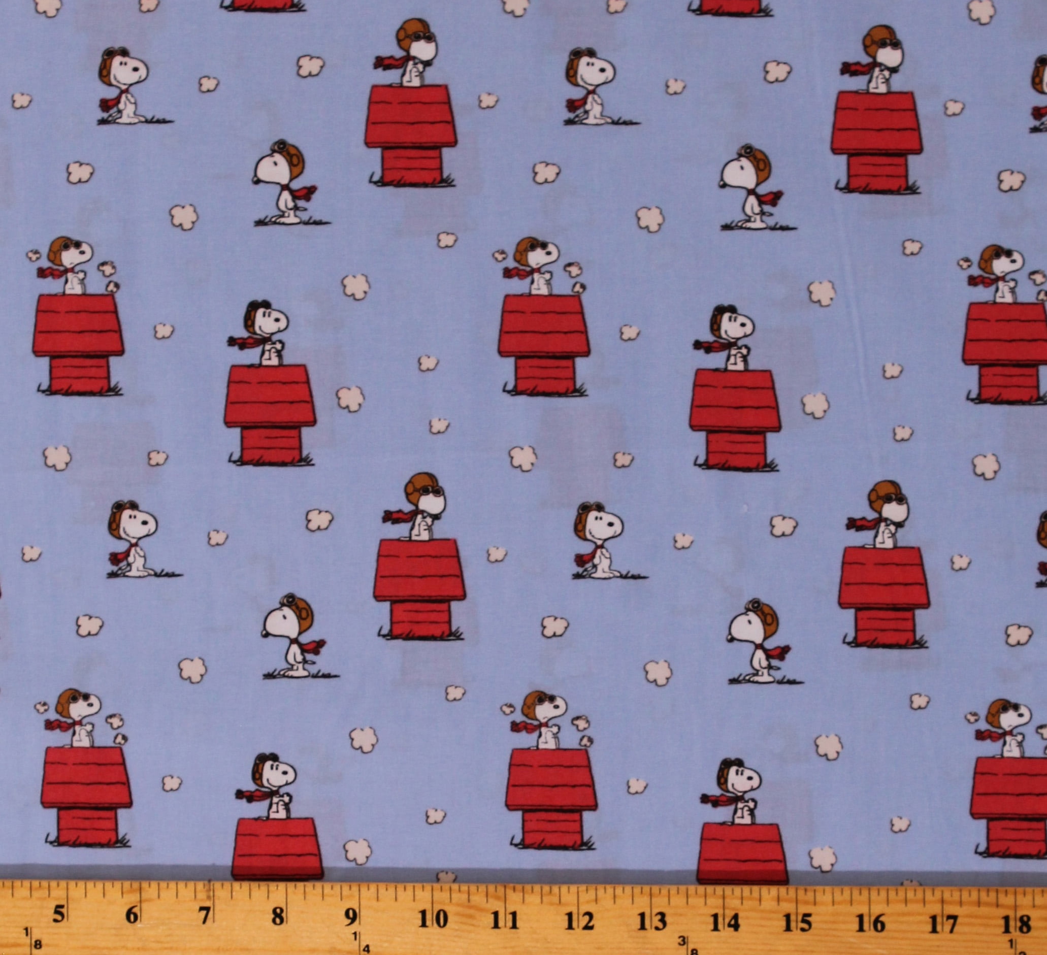Cotton Peanuts Comics Characters Snoopy Red Baron Dog Doghouse On Blue Kids Cotton Fabric Print By The Yard Walmart Com Walmart Com