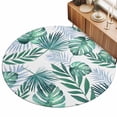 thumbnail image 2 of Round Area Rugs 7Ft, Green Monstera Leaves Non-Slip Washable Circle Rugs Carpet, Tropical Blue Palm Leaf Botanical Summer Indoor Outdoor Rug Floor Mats Throw Runner for Bedroom Living Room Bathroom, 2 of 8