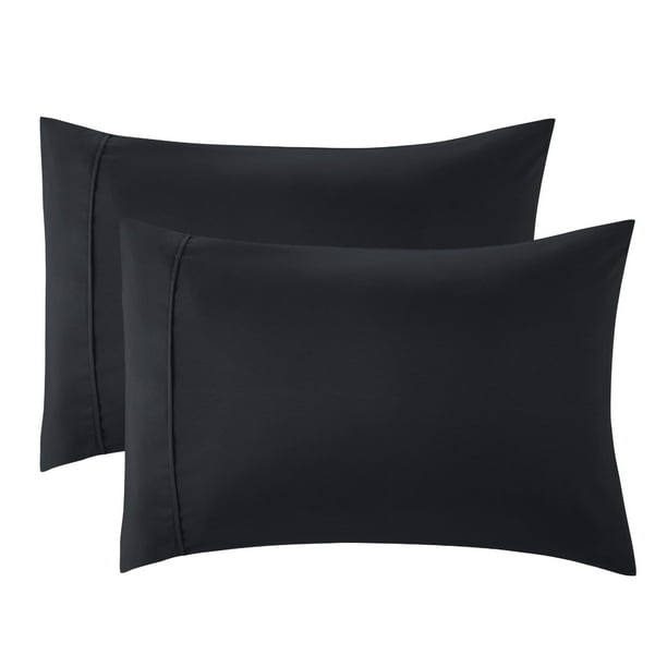 Juego de fundas de almohada Bedsure Black Queen Size de microfibra cepillada