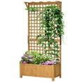 thumbnail image 3 of MINKUROW Raised Garden Bed,Wood Planter with Trellis for Vine Climbing,Privacy Screen Planter Box to Grow Vegetables,Herbs,and Flowers for Backyard,Patio,Deck,Yellow, 3 of 5