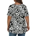 thumbnail image 3 of Fancifize Plus Size Womens Floral Blouse Short Sleeve V Neck Tunic Top Loose Casual Dressy Shirt for Summer,, 3 of 6