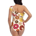 thumbnail image 5 of Salouo Donut Pattern One Shoulder Ruffled One Piece Swimsuit for Women V Neck Swimwear Tummy Control Bathing Suit-Small, 5 of 6