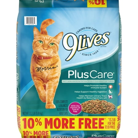 9Lives Plus Care Dry Cat Food Bonus Bag, (Best Cat Food For Firm Stool)