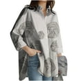 thumbnail image 2 of Plus Size Button Up Shirts Womens Casual Long Sleeve Collared Shirts Geometric Print Loose Blouses Spring Fall (5X-Large, White), 2 of 3