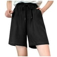 thumbnail image 1 of WILLBEST Pantalones Cortos Vaqueros Casuales de Cintura Alta para Mujer, Ligeros y Cómodos, con Cordón Ajustable y Cintura Elástica, para Uso Diario. Mediana, 1 of 5