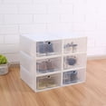 thumbnail image 1 of 6pcs Plastic Shoe Box Stackable Foldable Shoe Organizer Drawer Storage Case With Flipping Clear Door Ladies Men, 1 of 5