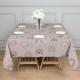 thumbnail image 3 of Pink Boho Bohemia Rainbow Hearts Pattern Square Tablecloth,Waterproof Square Table Cover,Wipeable Spillproof Washable Table Cover for Home Kitchen Party Decor 60"x60"(152x152cm), 3 of 6