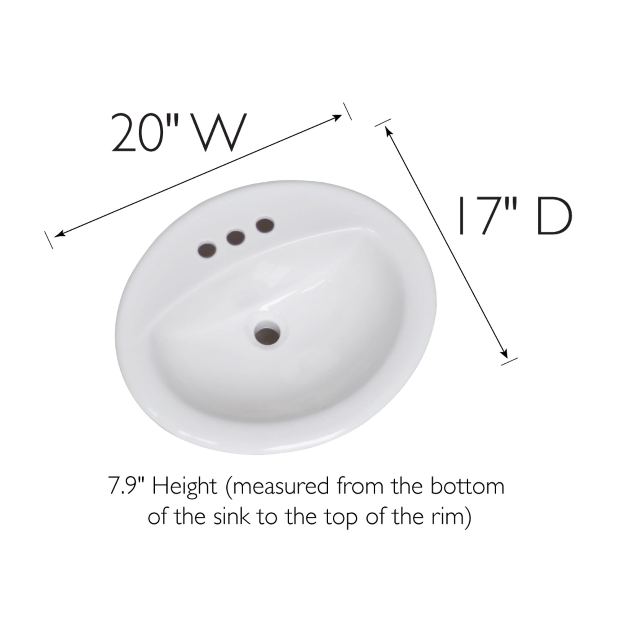 Design House 573428 Oval Drop-In Sink 20x17 Single Basin in White