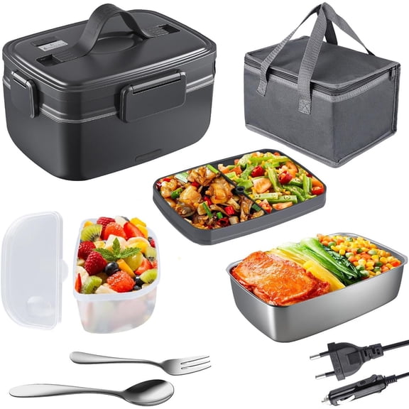 LiteHaven Lunch Box 3L Electric Lunchbox for Adults - Self Heating Portable Food Warmer with Stainless Steel Containers, Insulated Bag & Cutlery Set - Car & Office Bento Heating for Men at Work