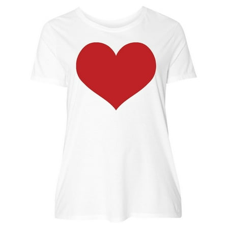 INKtastic - Red Heart Valentine Women's Plus Size T-Shirt - Walmart.com ...