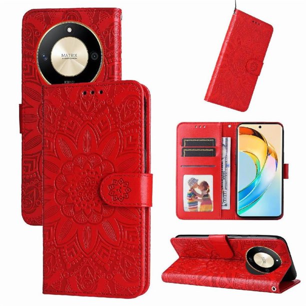 Funda tipo cartera GANGXUN para Honor Magic 6 Lite , diseño girasol, cuero PU, soporte, cierre magnético, tarjetero