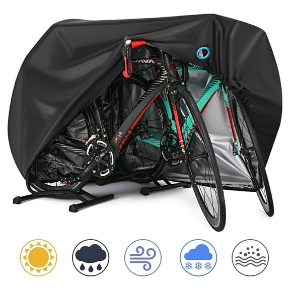 MELIVO Bike Cover for 2 Bikes, 210T XXL Bicycle Covers Outdoor Waterproof with Lockhole for Mountain Bike