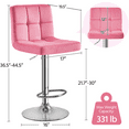 thumbnail image 4 of Topeakmart 2pcs Adjustable Velvet Counter Bar Stools with Backrest for Dining Room, Pink, 4 of 9