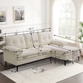 thumbnail image 2 of MERITLIFE 3-Piece Modular Sectional, Textured Beige Fabric,Modern Linen Fabric L-Shaped Couch 3-Seat Sofa Sectional,Beige, 2 of 10