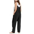thumbnail image 3 of hotojiny Womens Jumpsuits V Neck Sleeveless Casual Overalls Spaghetti Straps Loose Long Pants Rompers with Pockets, 3 of 6