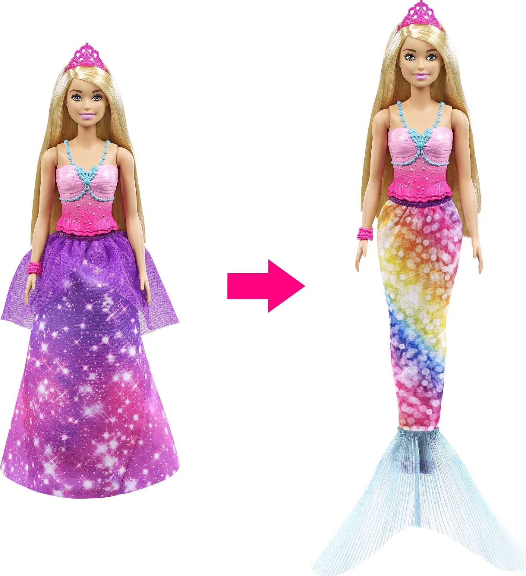 Barbie Dreamtopia Fairytale Doll, 2-in-1 Royal to Mermaid Transformation  with Accessories - Walmart.com