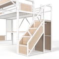 thumbnail image 4 of Bellemave Twin Loft Bed with Desk, Metal Loft Bed with Storage & Wardrobe, High Loft Bed with LED Lights & Charaging Station, Heavy Duty Metal Frame with Pegboard & Baskets for Teens Adults, White, 4 of 12