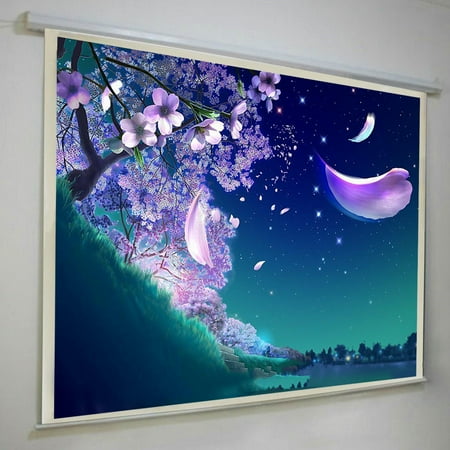 100'' 16:9 Manual Indoor Projector Projection Screen White HD Screen Movie Home TV Cinema