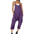 thumbnail image 1 of Cameland Plus Size Women Casual Jumpsuits Cold Shoulder Capris Pants Solid Suspender Straight Leg Pockets Rompers, 1 of 4