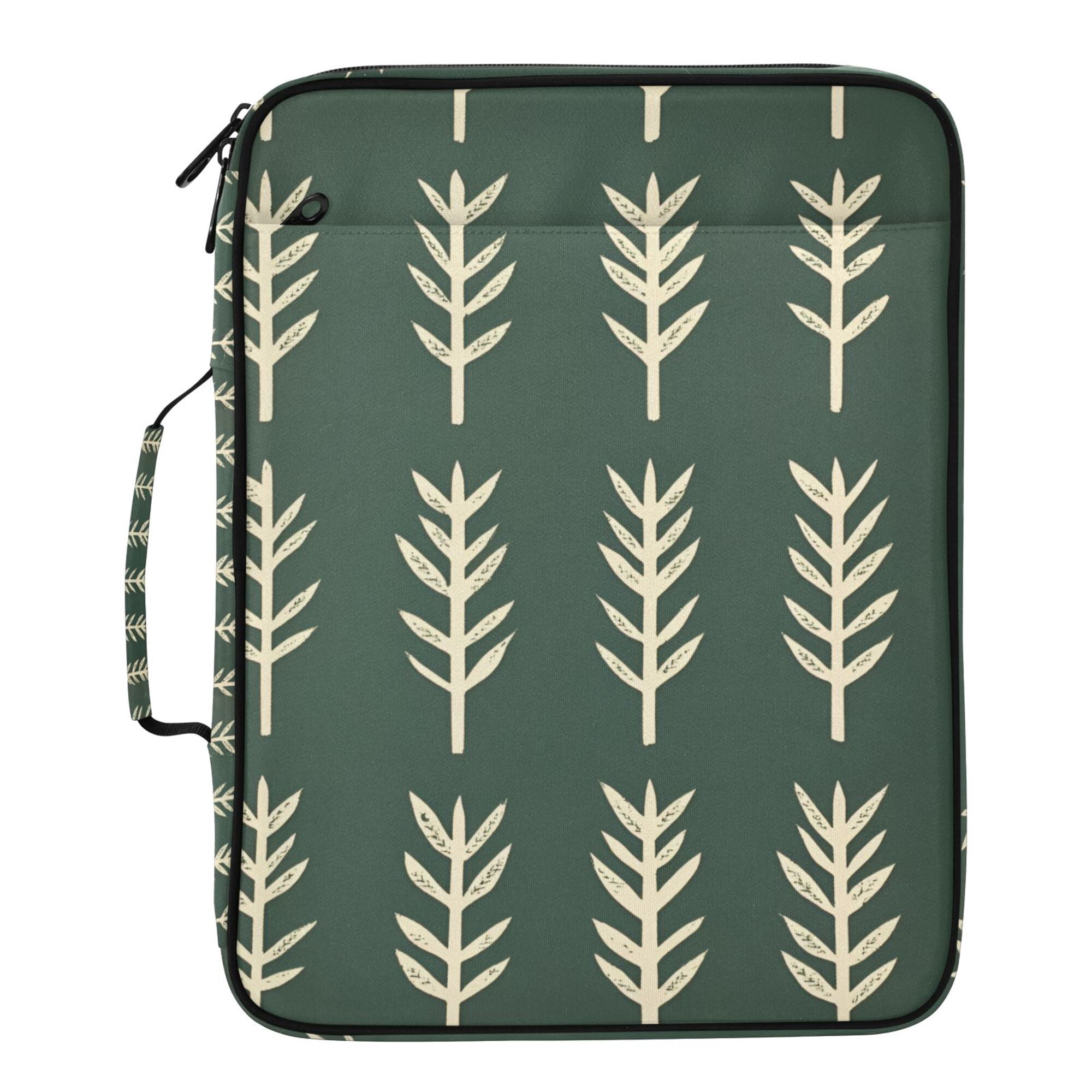 FORMRS Accordion File Folder A4 Size 7-Pocket Expanding Document Organizer Bag with 3 Ring Binder, Dark Green Leaves
