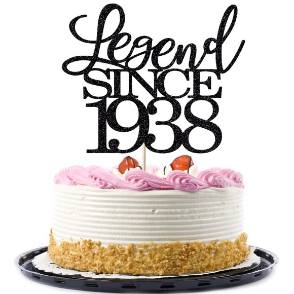 Migeaks Legend Since 1938 Decoración Para Tarta De 86 Cumpleaños, Decoración Para Tarta De Feliz Cumpleaños, Hombres Y Mujeres Animan A 86 Años, Decoración Para Tarta Hecha A Mano Con Purpurina Negra