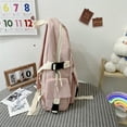 thumbnail image 4 of Women Casual Travel Canvas Contrast Color Backpacks Preppy Style Large Knapsacks Pink, 4 of 6