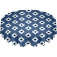 thumbnail image 2 of Blue Boho Round Tablecloth 60 Inch - Waterproof Fabric Table Cloth Protector, Southwestern Geometric Abstract Art Tablecloths Washable Table Cover for Kitchen Banquet Coffee Table Party, 2 of 6