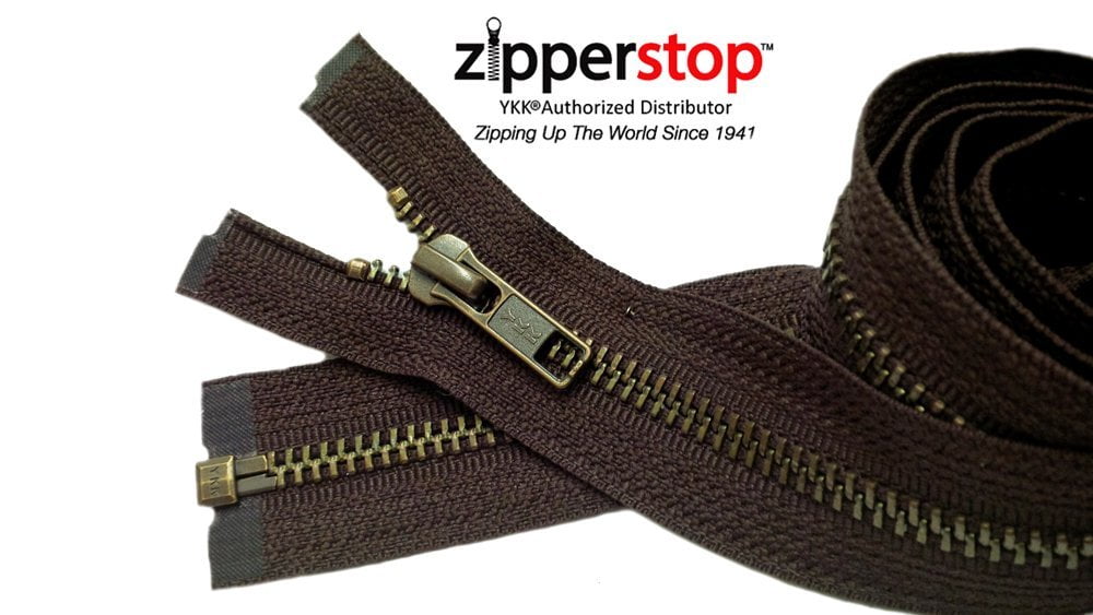 29 Medium Weight Jacket Zipper YKK #5 Brass ~ Separating ~ 567 Olive Green 1 Zipper/pack