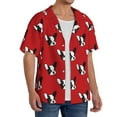thumbnail image 2 of KLL Bulldog Red Print Men's Shirt Short Sleeve Button Down Summer Cuba Beach Shirts- Large, 2 of 5