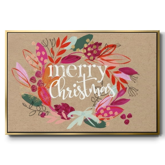 Crafty Christmas Collection A - Framed Gallery Wrapped Holiday Canvas - 17 x 25 - Gold Frame