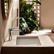 JOMOO Waterfall Bathroom Faucet, Spin-Lock Quick Install, Low-Lead Brass, Pop-Up Drain Included, Chrome