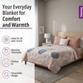 thumbnail image 4 of Vianney Twin Comforter, Novo Veneto Twin Bedding, Reversible Lightweight Quilt Blanket in Multi-Floral Mandala Design with Soild Light Mauve on Other Side, 71”x93”, 4 of 9