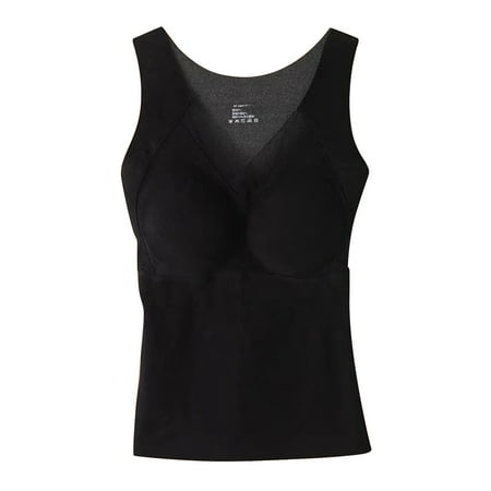 HSHMT Sports Bras for Women  Bra Thermal Underwear For Women High Stretch Fleece Lined Tops With Bra Padded Warm Tank Tops
