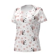 thumbnail image 5 of Fuzoiu Heart Panda Print Women's V-Neck T-Shirt,Women's Short Sleeve Top, Comfortable for Work, Leisure, and Sports, 5 of 7