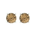thumbnail image 3 of 3 Ct Round Cut Studs Champagne Crystal 14K White Solid Gold Everyday Dainty Earrings Push Back, 3 of 7