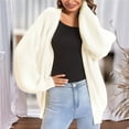 thumbnail image 6 of Women Chunky Knit Cardigan Long Sleeve V Neck Button Up with Pocket Sweater Coat for Fall and Winter White XXXL, 6 of 9