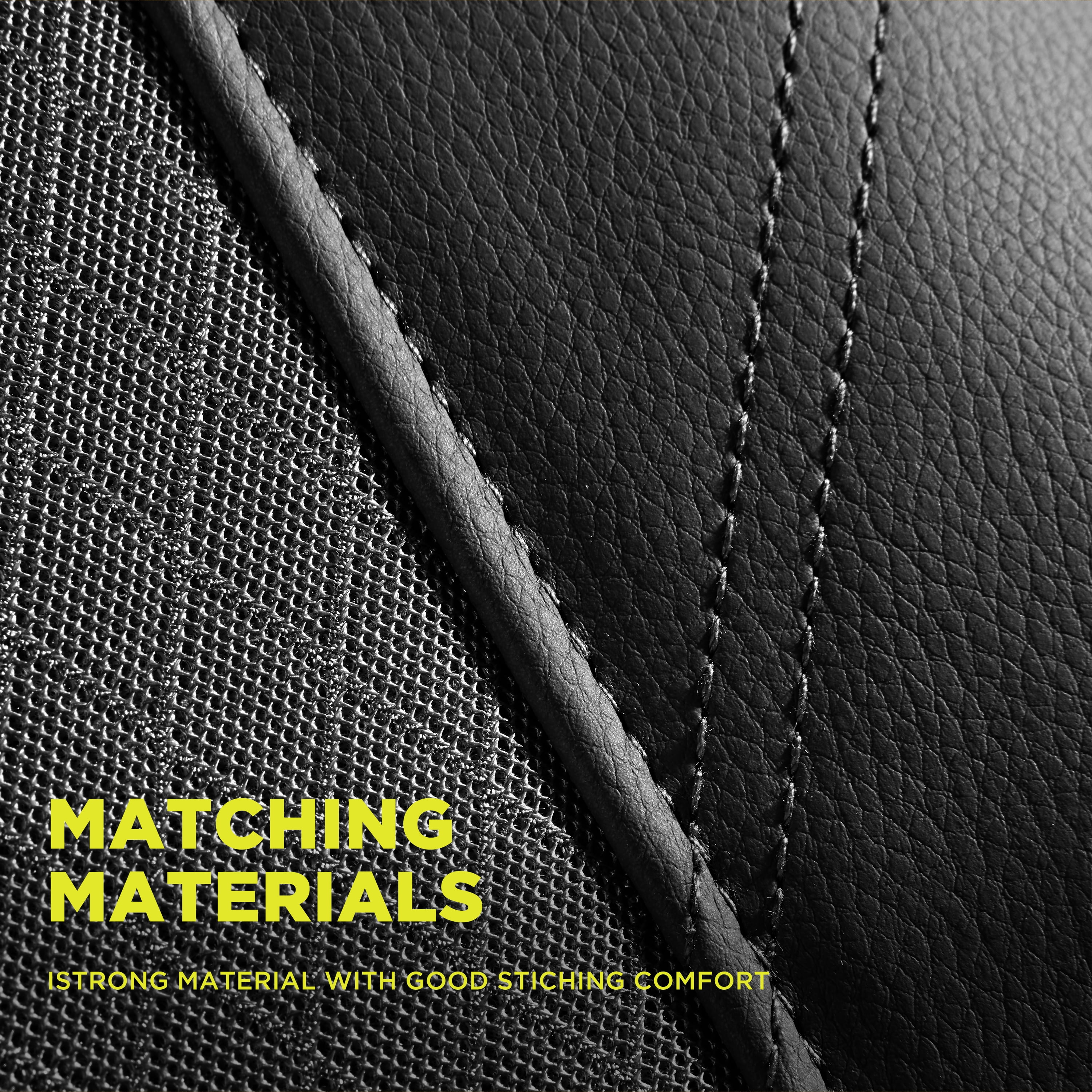 Road Comforts Car Seat Cover Leather Mesh Front Car Seat Cover, Airbag Compatible, Universal Fits Car, Truck, SUV, Vans - Black