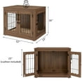 thumbnail image 4 of Unipaws Pet Crate End Table, Double Doors Wooden Wire Dog Kennel with Pet Bed, Medium Dog Crate, Walnut, 4 of 7