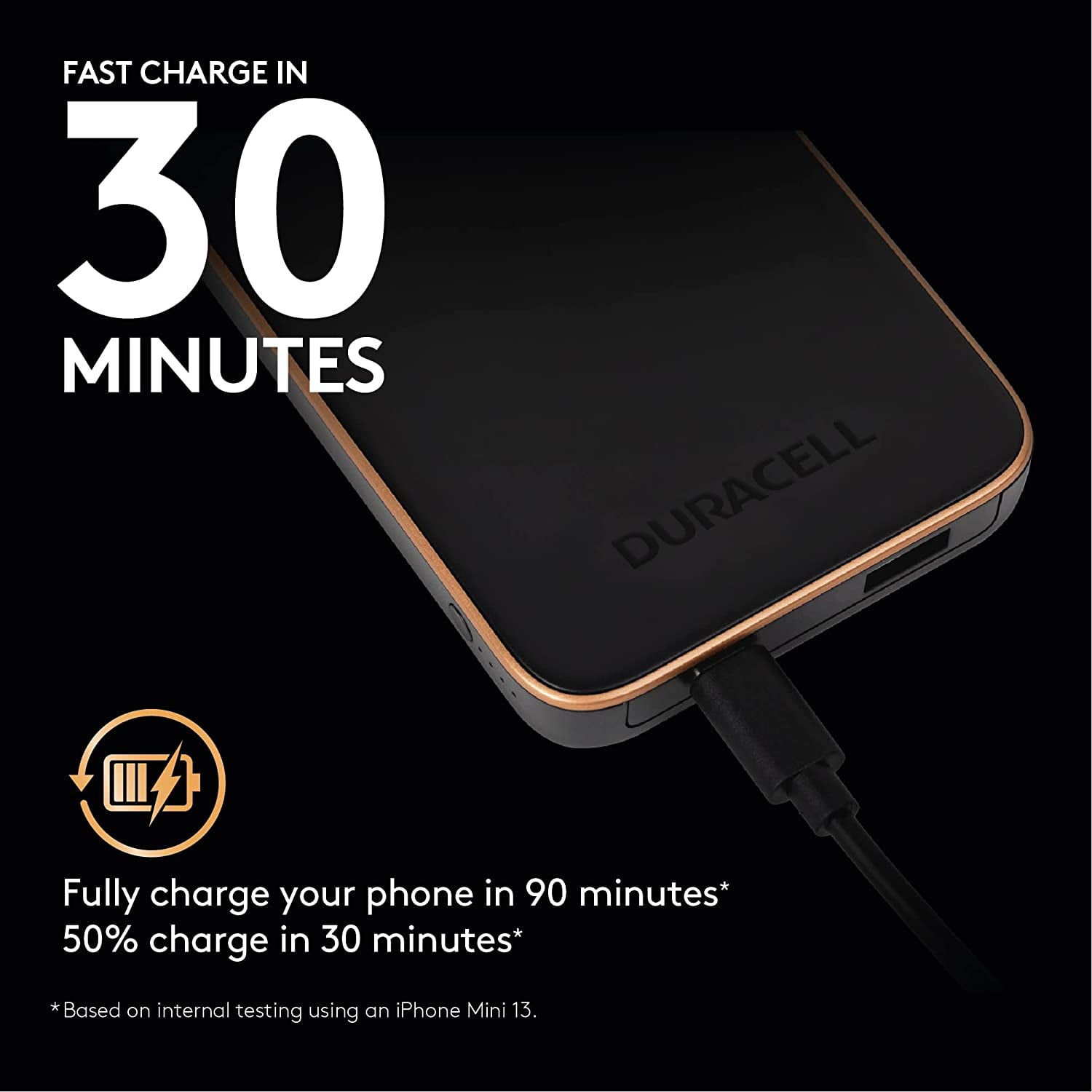 Duracell Charge10 Portable Power Pack, 10000mAh Mobile Black Power Bank, DMP-PB-Charge10