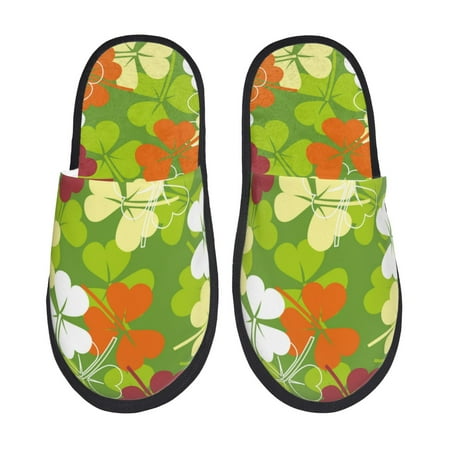 

Fuzoiu St. Patrick s Day3 Print Unisex Furry Slippers Plush Indoor Shoes Trendy House Slippers Anti-Skid EVA Sole House Shoes for Home Office and Travel -Large
